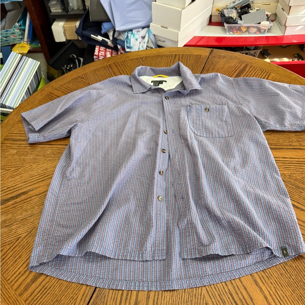 Royal Robbins Men's Blue Patterned Button Down Shirt